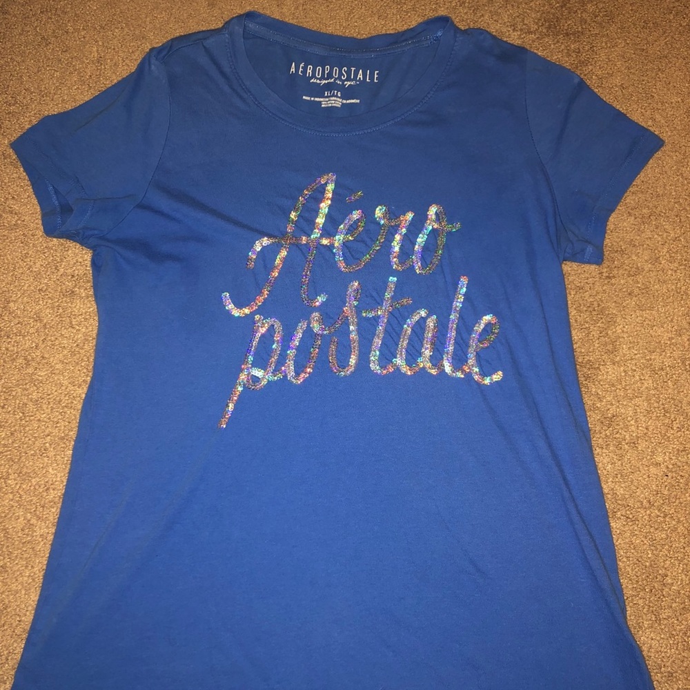 Xl Aeropostale blue T-shirt with holo sequins